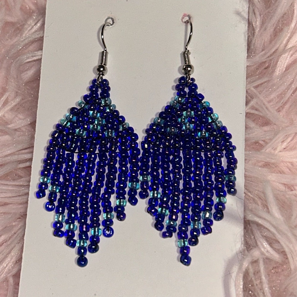 Elegant Blue Beaded Earrings